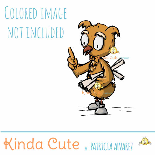 Professor Owl Sketch Digital Stamp