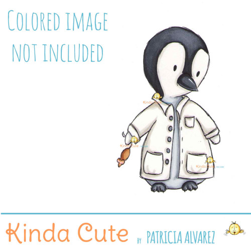 Penguin Scientist digital stamp