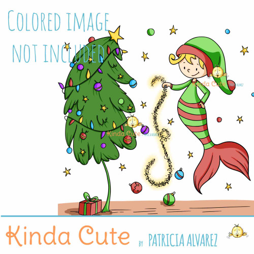 Elf Mermaid Digital Stamp