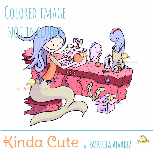 Cashier Mermaid Digital Stamp