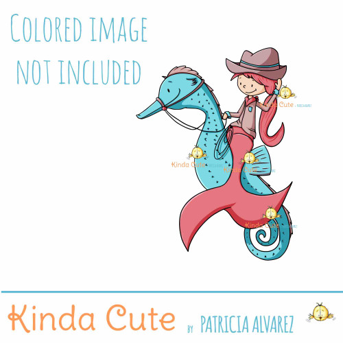 Cowgirl Mermaid Digital Stamp