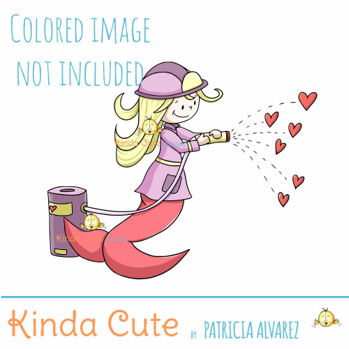 Firefighter Mermaid Digital Stamp