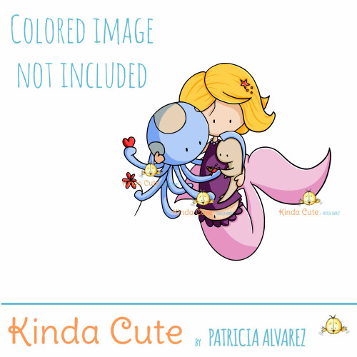 Just Us Mermaid Digital Stamp