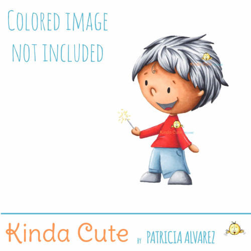 Celebrating Christmas Boy Digital Stamp