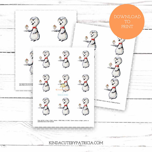 Penguin Waiter colored printable pages