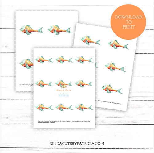 Happy fish colored printable pages