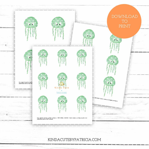 Green Jellyfish colored printable pages
