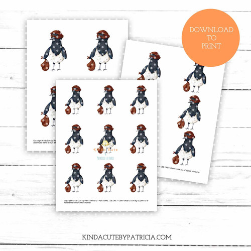 Magpie thief colored printable pages