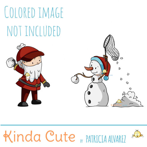 Santa playing catch digital stamp