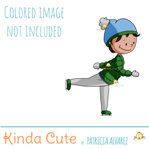 Ice skater boy digital stamp