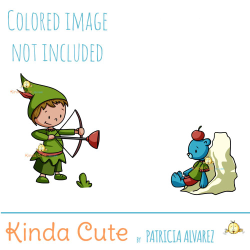 Peter Pan with bow digital stamp