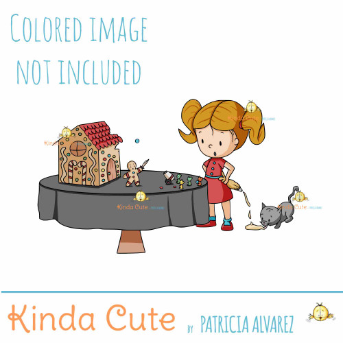 Gingerbread battle digital stamp.