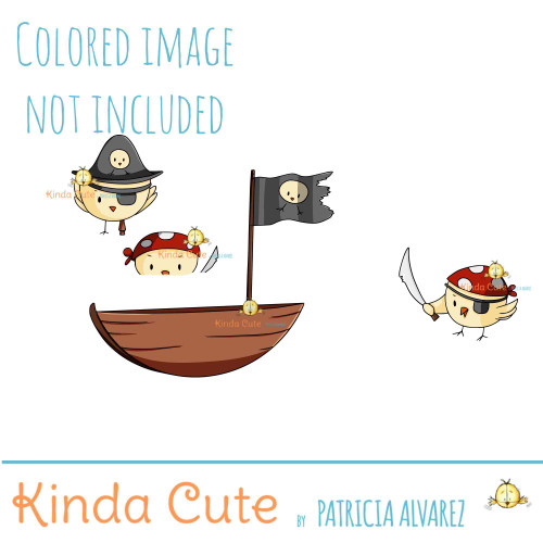 Pirate chicks digital stamp
