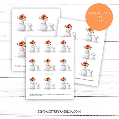 Grandmother Snowman with Grandson colored printable pages