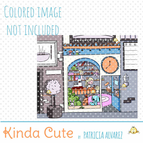 Toy Store Front Background Digital Stamp