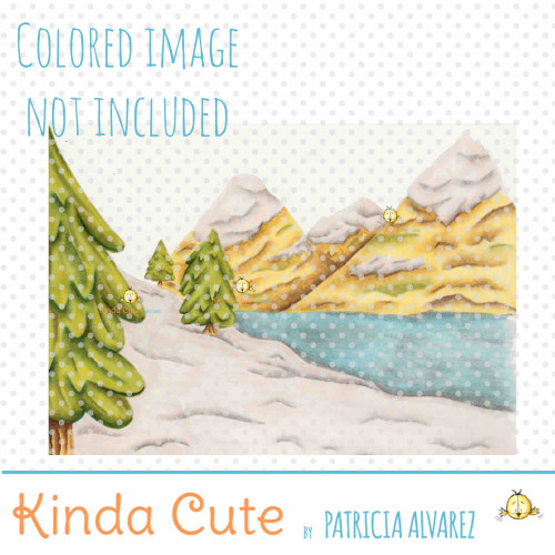 Hills and Lake Background Digital Stamp