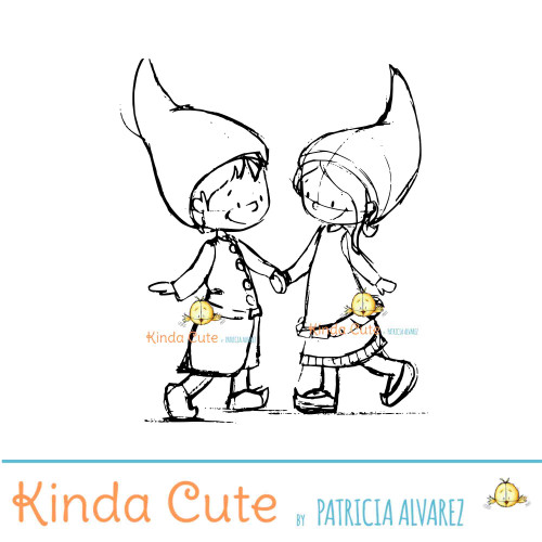 Christmas Gnome Couple digital stamp