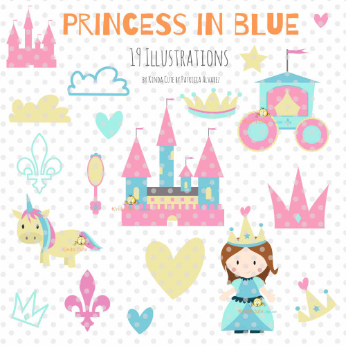 Princess in Blue Digital Clipart