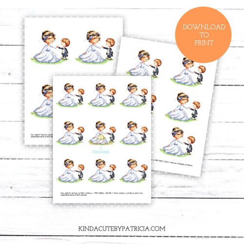 Bride with Kid Colored Printable Pages