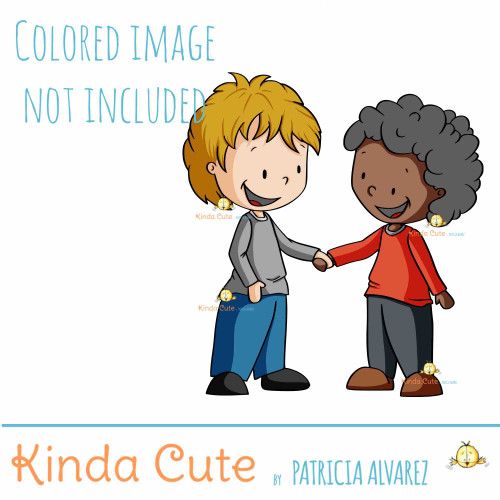 Boys Holding Hands Digital Stamp