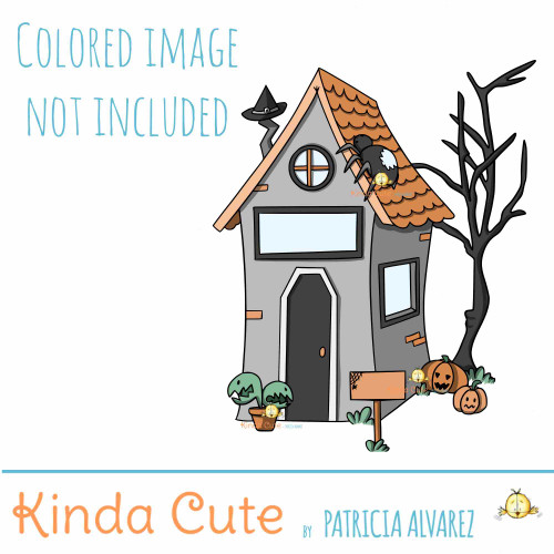 Creepy House Digital Stamp