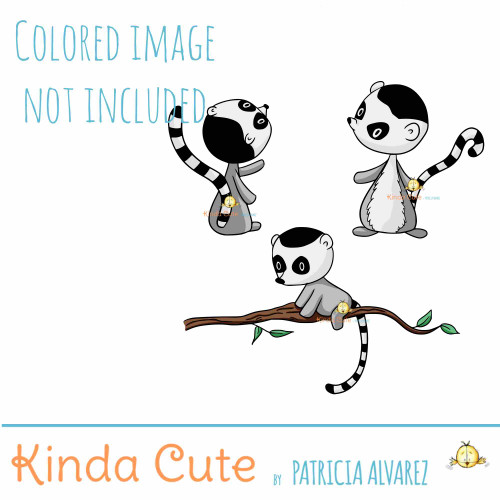 Ring Tailed Lemur Digital Stamp Set