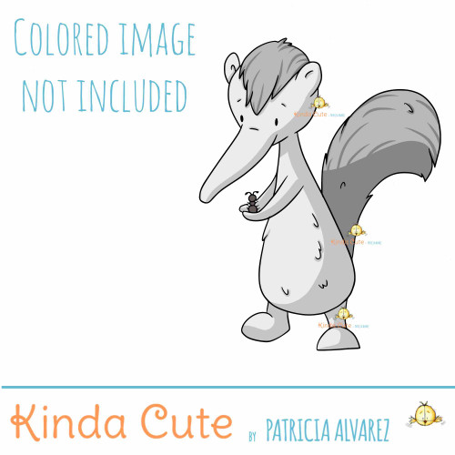 Anteater with Ant Digital Stamp