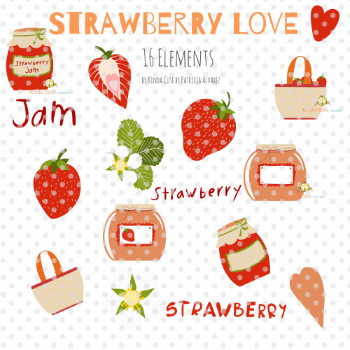 Strawberry Love Digital Clipart