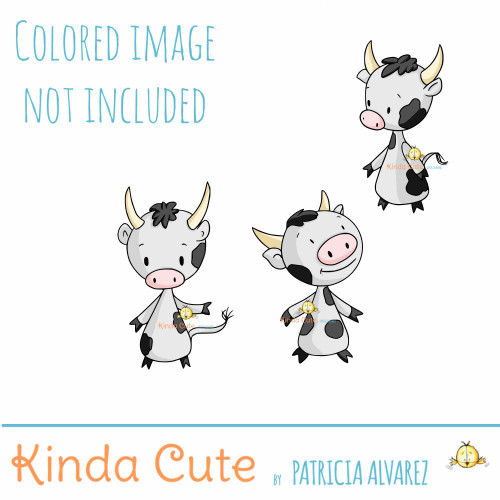 Cow digital stamp set