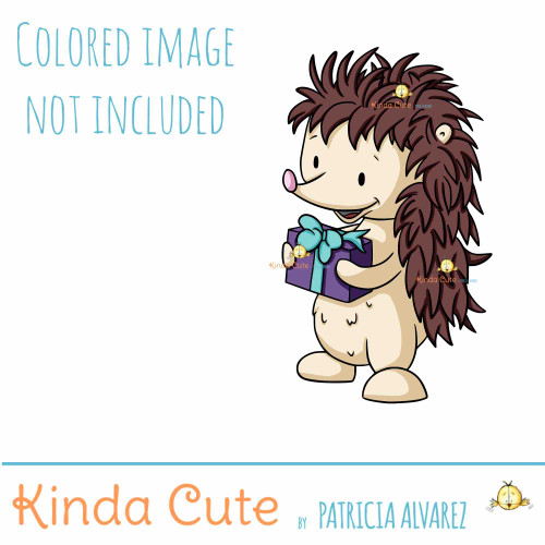Hedgehog with Present Digital Stamp