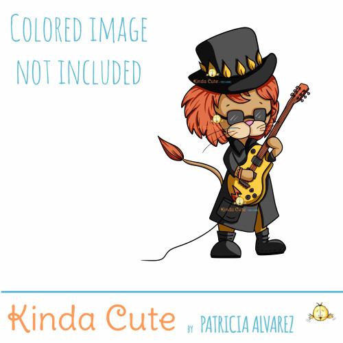 Lion Guitarist Digital Stamp