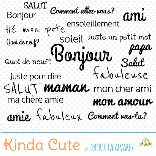 Hello Sentiments Basics in French Digital Stamp Set