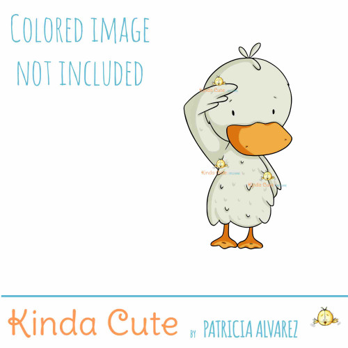 Digital stamp of a duck saluting colored for reference.