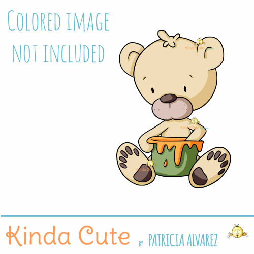 Bear and Honey Digital Stamp