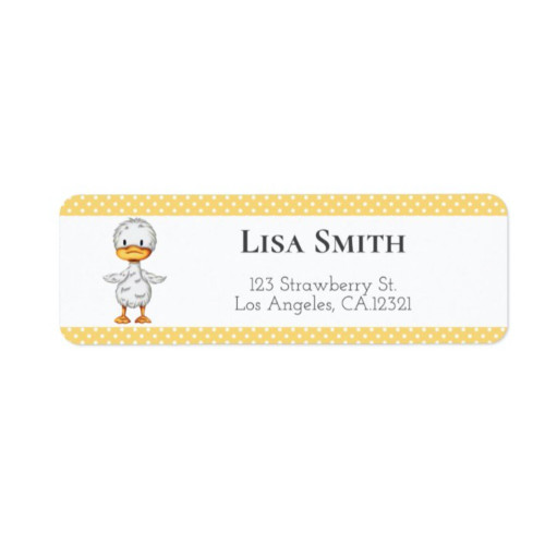 Yellow Polka Dots with Duck Illustrated Address label