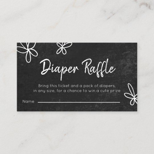 Minimalist Blackboard Floral Neutral Diaper Raffle Enclosure Card