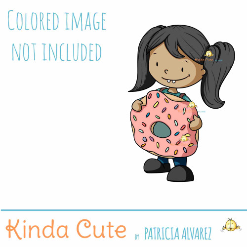 Girl in a Donut Costume Digital Stamp
