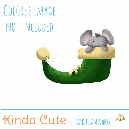 Mouse in Elf Shoe Digital Stamp
