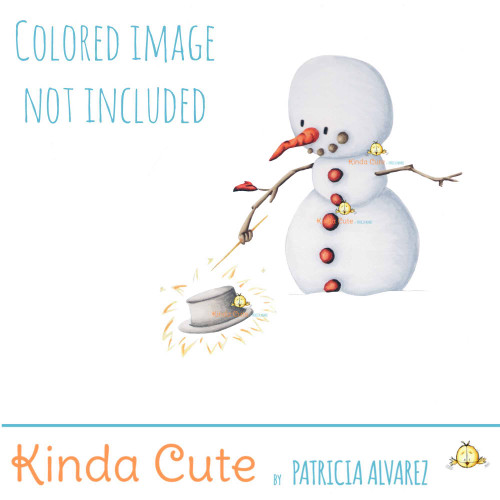Snowman doing magic digital stamp