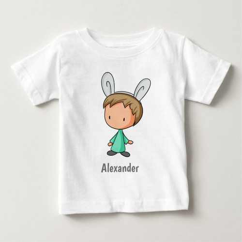 Cute Toddler Boy with Bunny Ears Easter Baby T-Shirt