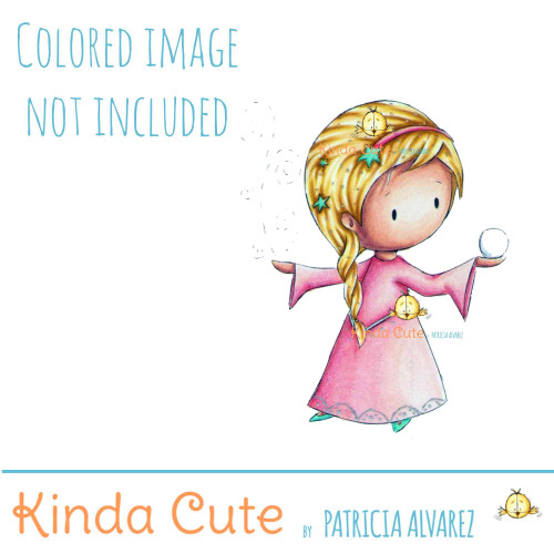 Princess snow digital stamp. Black and white only. Colored image only for reference.