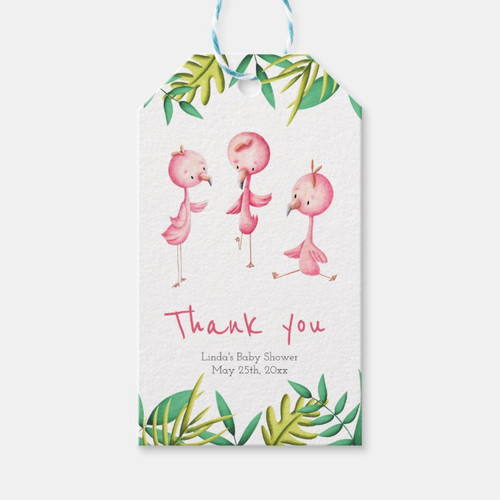 Tropical Triplets Flamingo Personalized Thank You Gift Tags