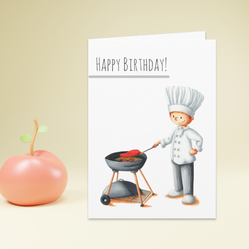 Happy Birthday Cook doing a Barbecue Card