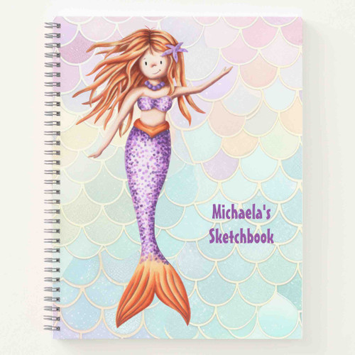 Cute mermaid sketchbook is a perfect gift for any artist or mermaid lover.