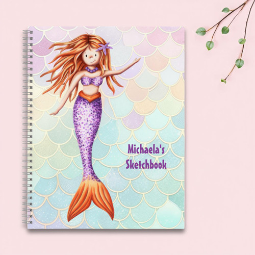Pink Teal Scales Mermaid Sketchbook Notebook