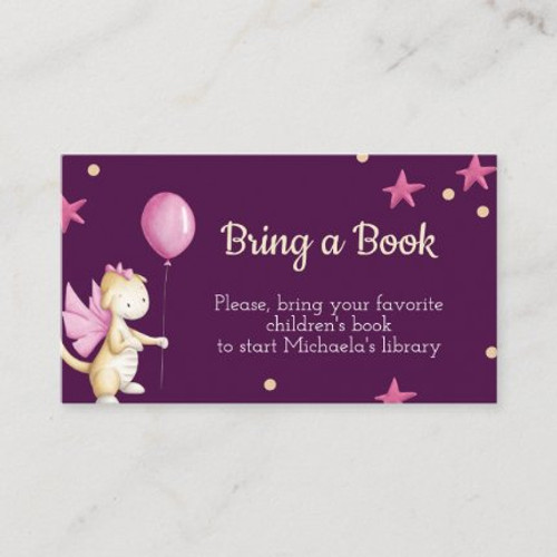 Baby Girl Dragon with Balloon Bring a Book ticket Enclosure Card