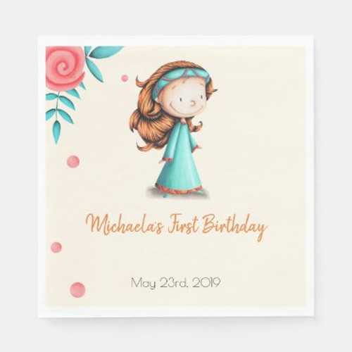 Medieval Princess First Birthday Party Napkins