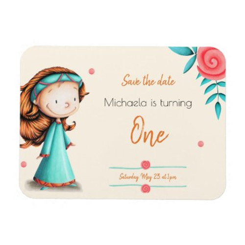 First birthday cute princess save the date Magnet