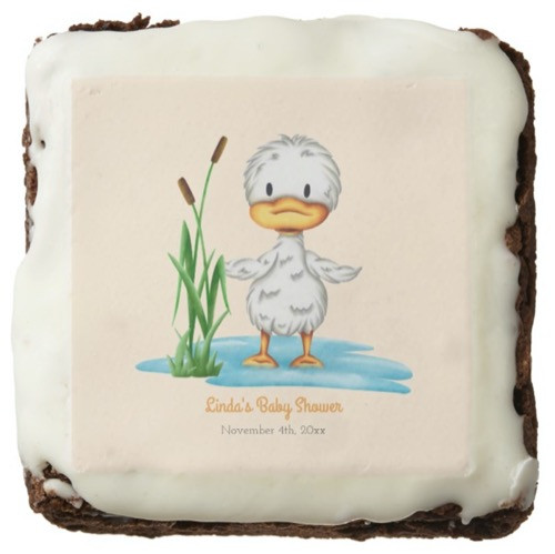 Baby Duck in Pond Neutral Baby Shower Personalized Brownie