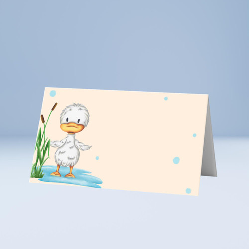 Cute little duck in a pond baby shower Place Card